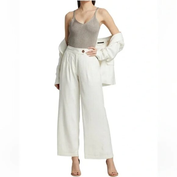 New Elie Tahari Linen Blend Wide Leg Black Pants Trousers NWT Size 8 US - Picture 3 of 12